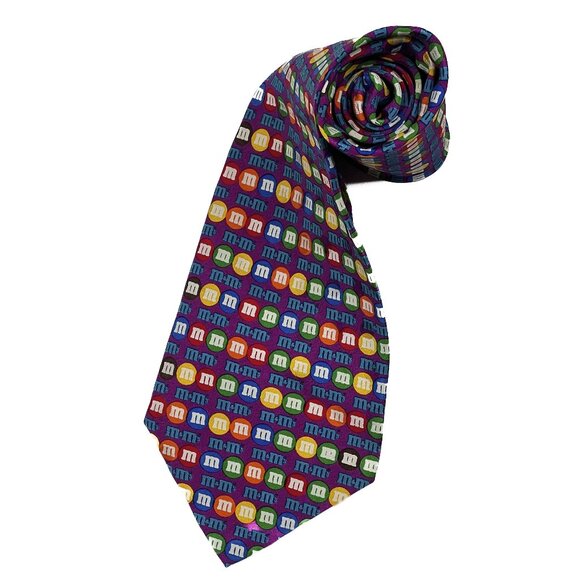 '90s Vintage Handmade Silk M & Ms Planet Mars Iconic Pop Collectible Tie - Picture 1 of 6